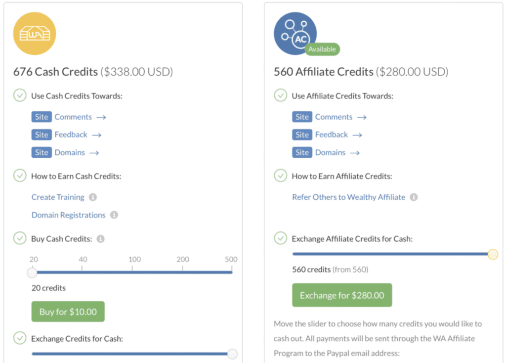 wealthy affiliate credits