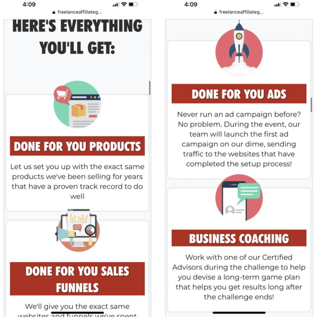 Digital Freelancer "done for you" claims