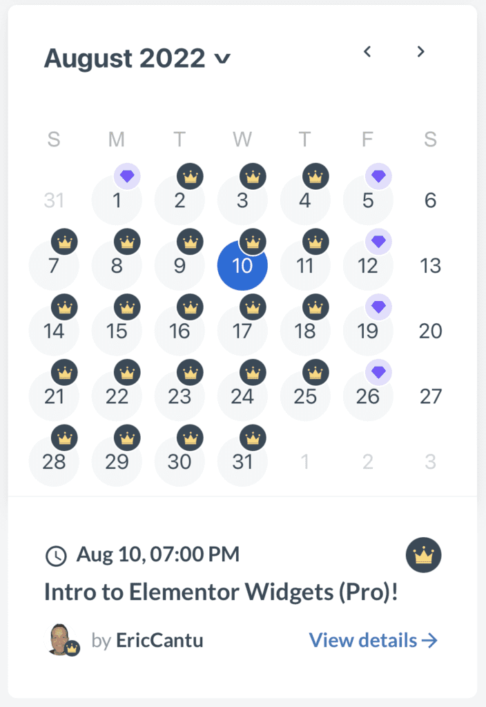 Wealthy Affiliate expert classes calendar