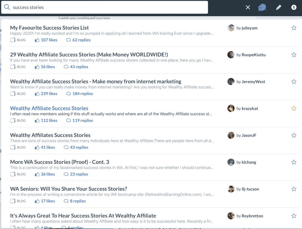 Wealthy Affiliate success stories