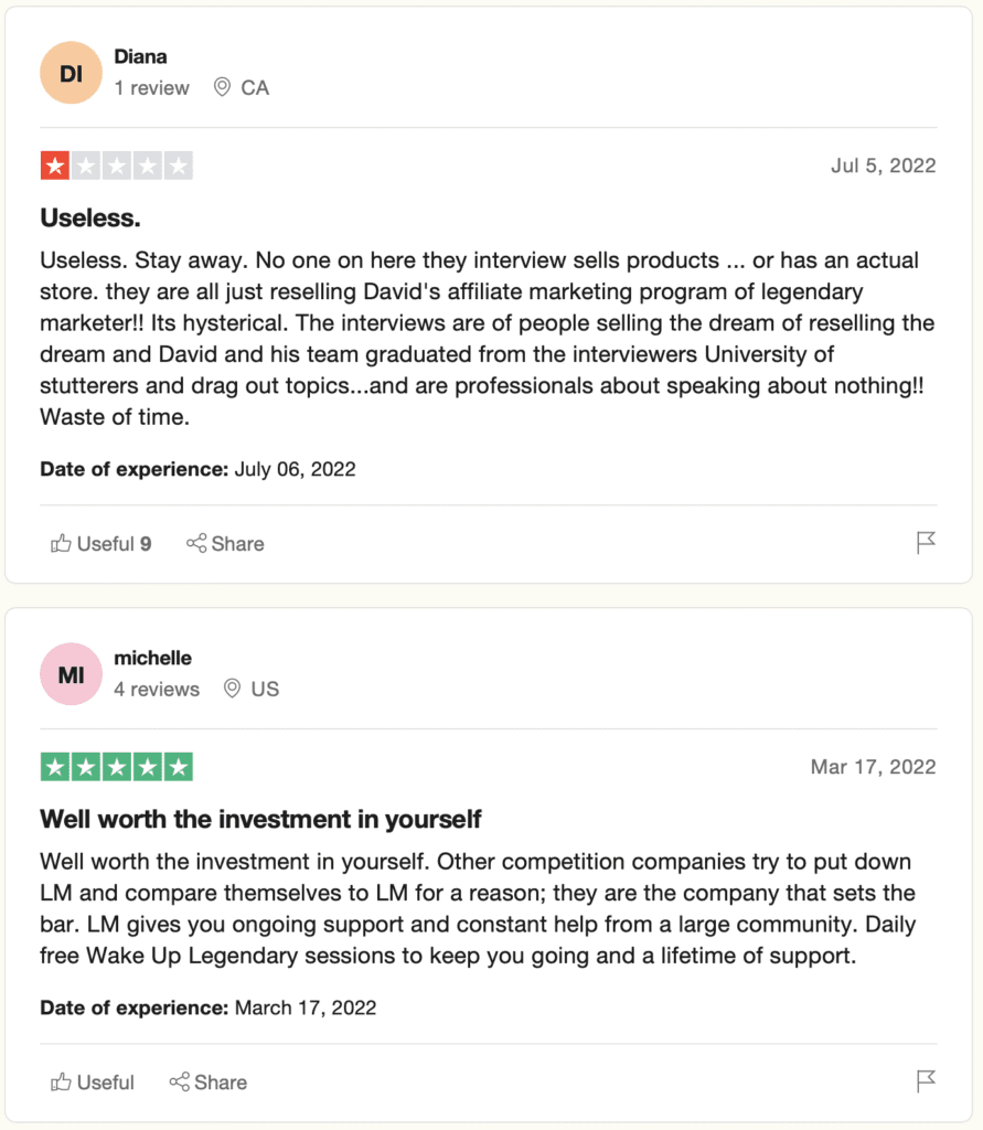Legendary Marketer mixed reviews