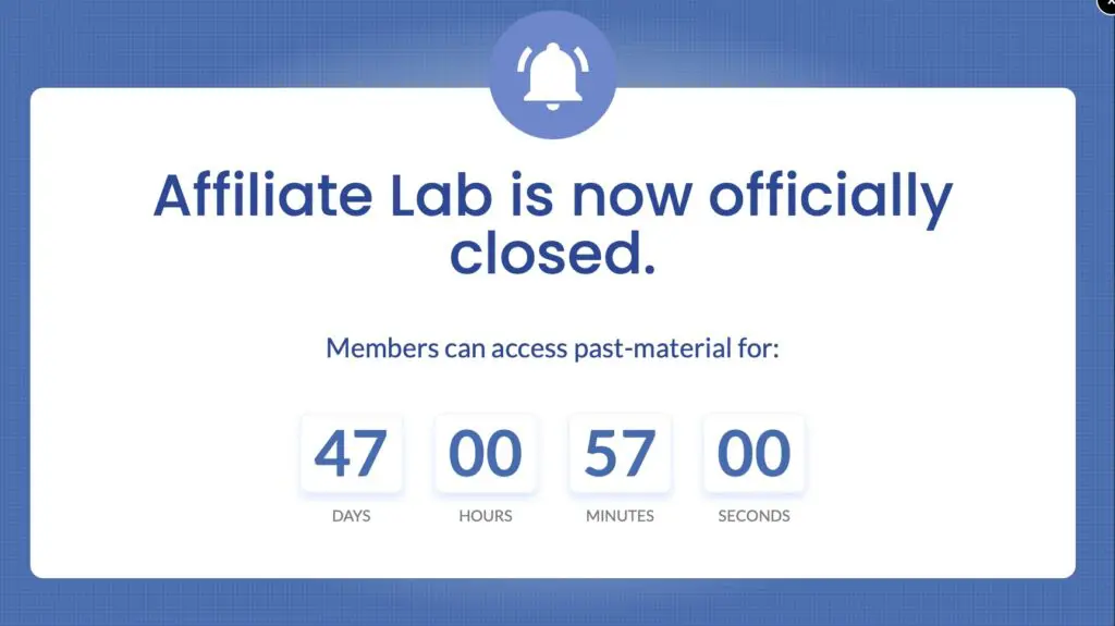 Affiliate Lab is Closed Review Screenshot