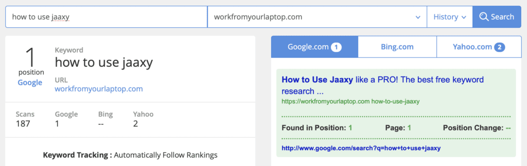 how to use jaaxy site rank feature