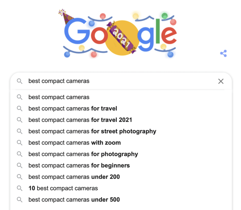 sample google search compact camera