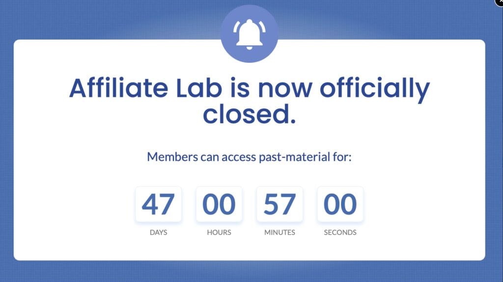 Affiliate Lab is Closed Review Screenshot