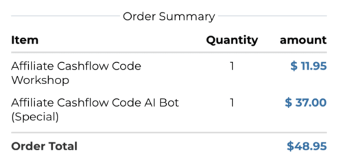 affiliate cashflow code review upsell