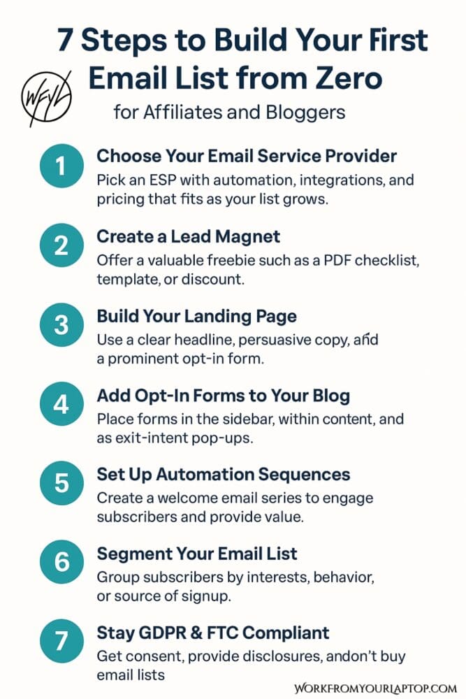 how to build an email list step by step graphic